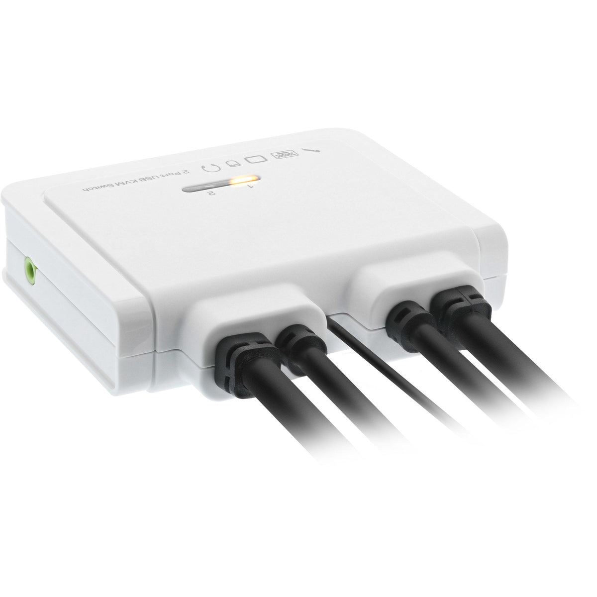 Switch Kvm Inline, 2 Puertos, Usb-C + Displayport A Displayport 1.2, 4k, Con Audio, Cable Integrado