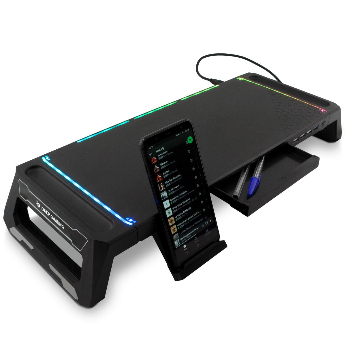 Elevador Soporte De Monitor Deep Gaming Con Hub Usb