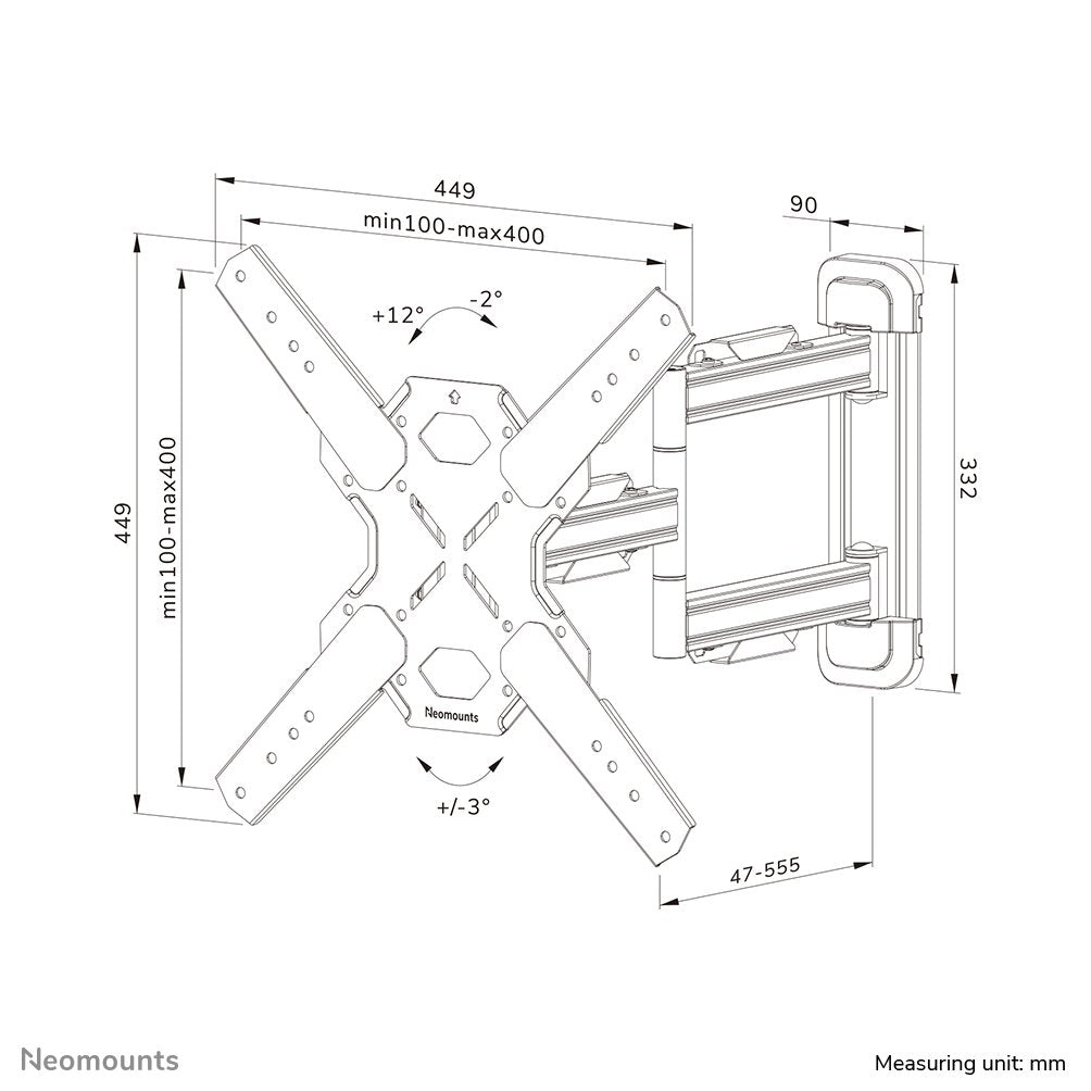Neomounts Select Screen Wall Mount (Full Motion, 3 Pivots, Vesa 400x400) (Wl40s-850bl14)