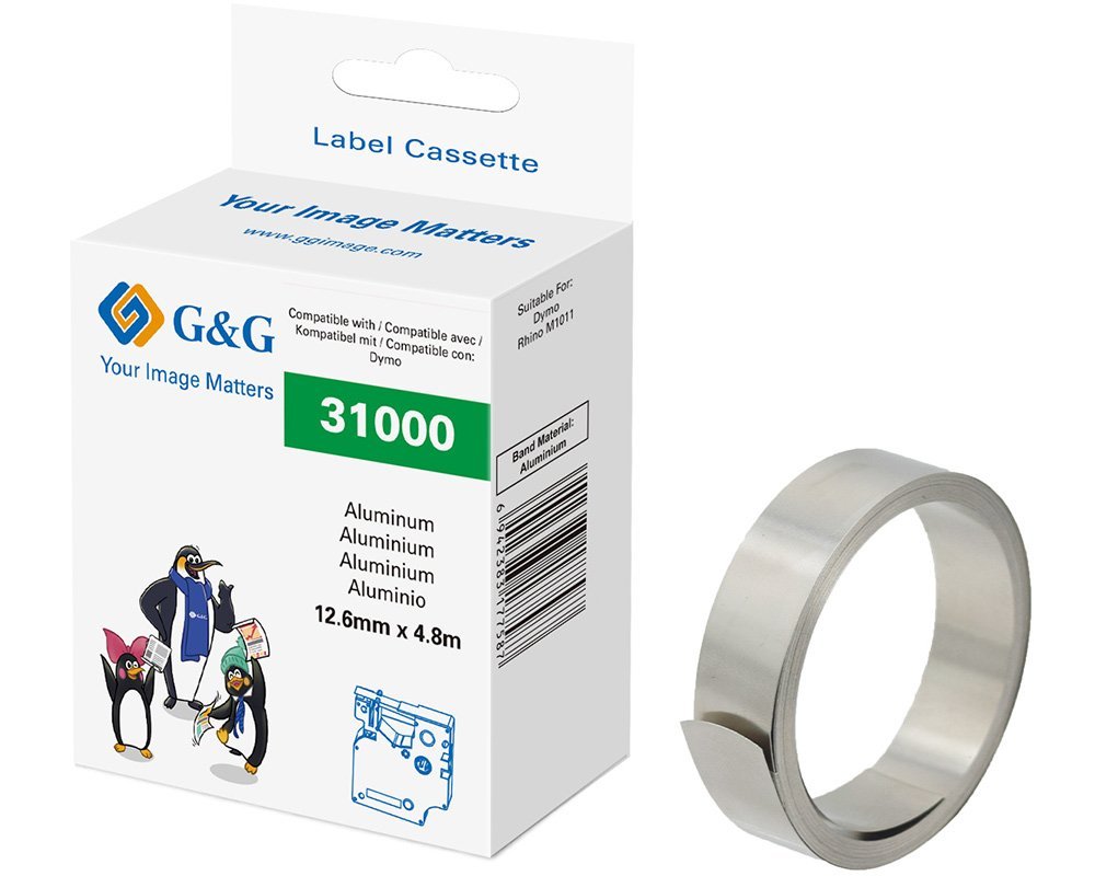 G&G Aluminium Cinta De Relieve Compatible Con Dymo Rhino 31000