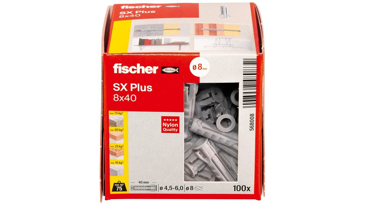 EAN 4048962480832 - Fischer 568008 tornillo de anclaje y taco 100 pieza(s) Anclaje de expansión 40 mm imagen 4