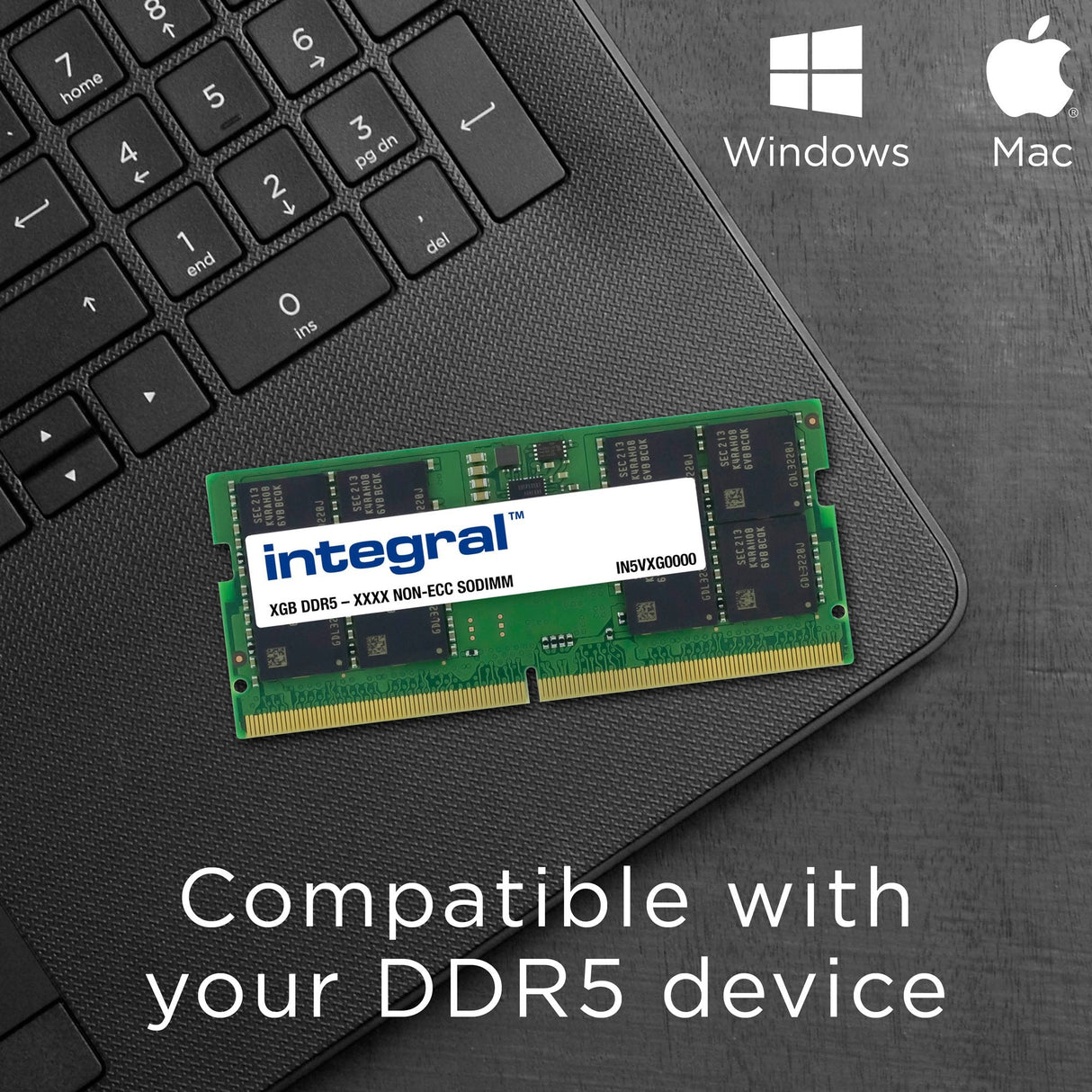 Memoria Integral 8gb 1 X 8 Gb Laptop Ddr5 4800mhz Pc5-38400 Unbuffered Non-Ecc Sodimm 1.1v 1gx16 Cl40