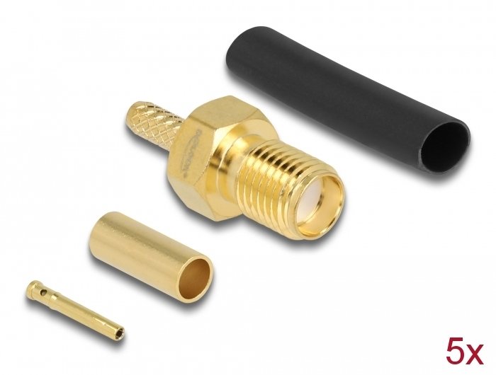 Sma Buchse Zum Crimpen Rg-174 Rg-316 Mit Passendem Schrumpfschlauch - 5 Stück