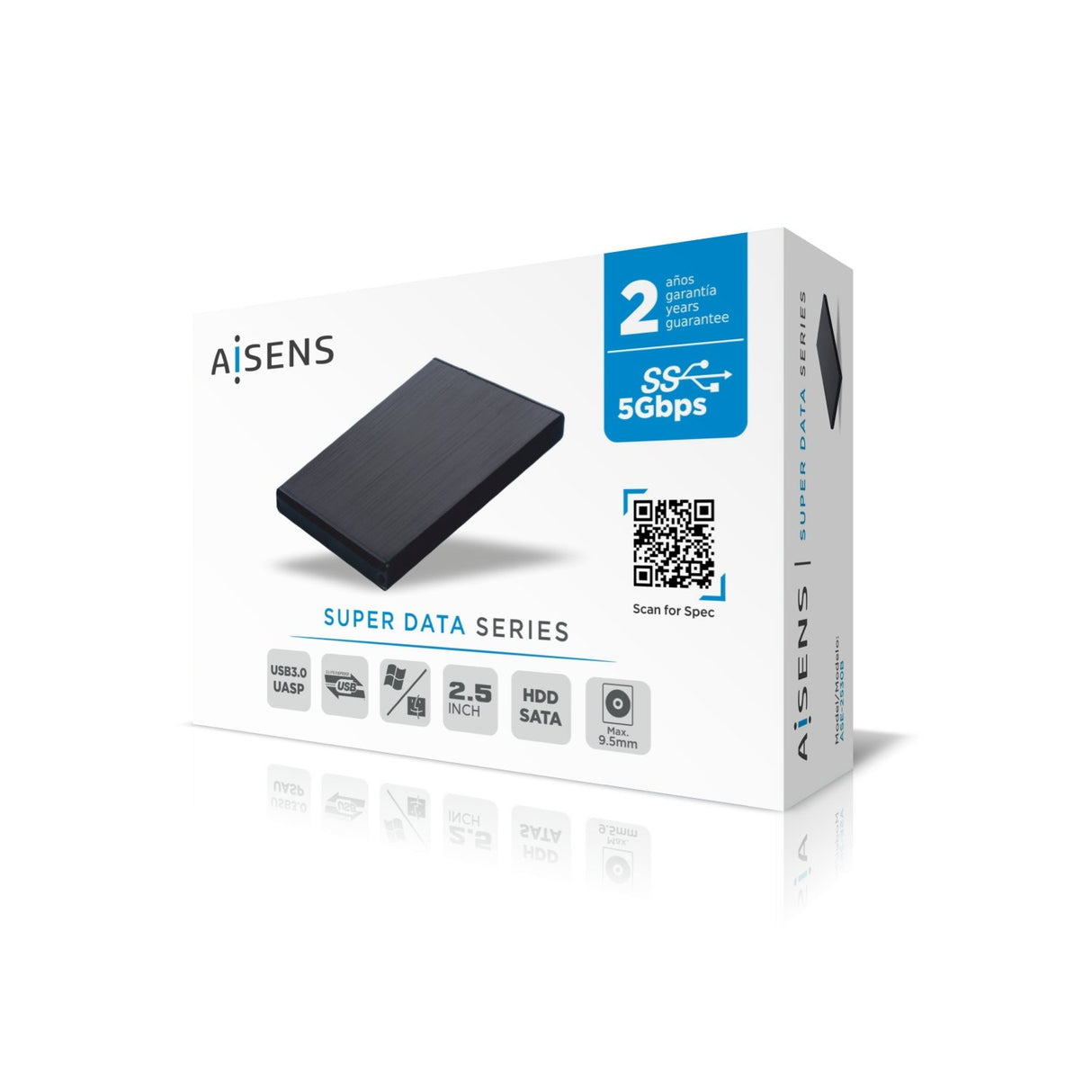 EAN 8436574704051 - AISENS ASE-2530B caja para disco duro externo Caja de disco duro (HDD) Negro 2.5" imagen 4