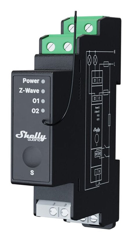 Shelly Relé "Wave Pro 2pm" Max 25a Z-Wave Din-Rail