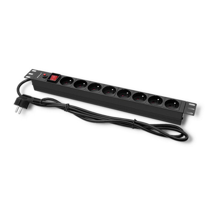 Qoltec Listwa Zasilajaca Antyprzepieciowa Cb Do Szafy Rack 19" 1u 16a Pdu 8xfrench 2m