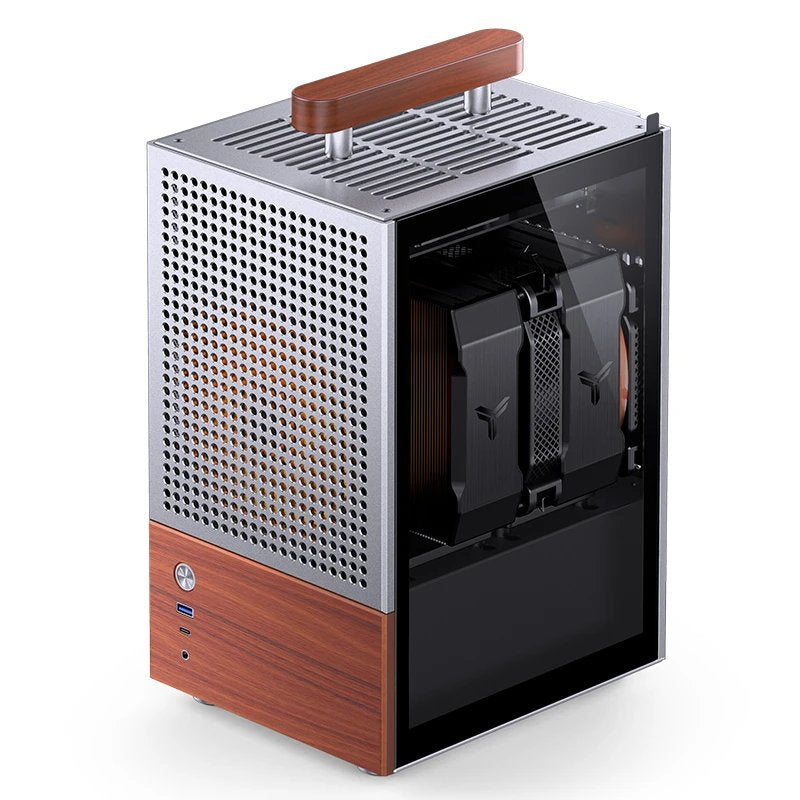Jonsbo T6 Pc Carcasa, Mini-Tower, Mini-Itx, Tempered Glass, Madera - Plateado