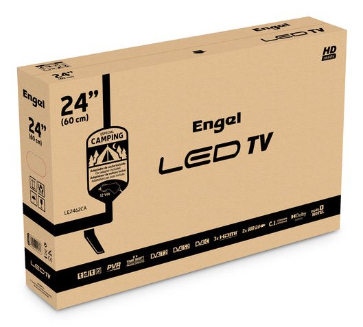 Televisor Engel Le2462ca 24" Hd Ready + Adaptador De Coche 12v/24v Dc Negro - Televisor