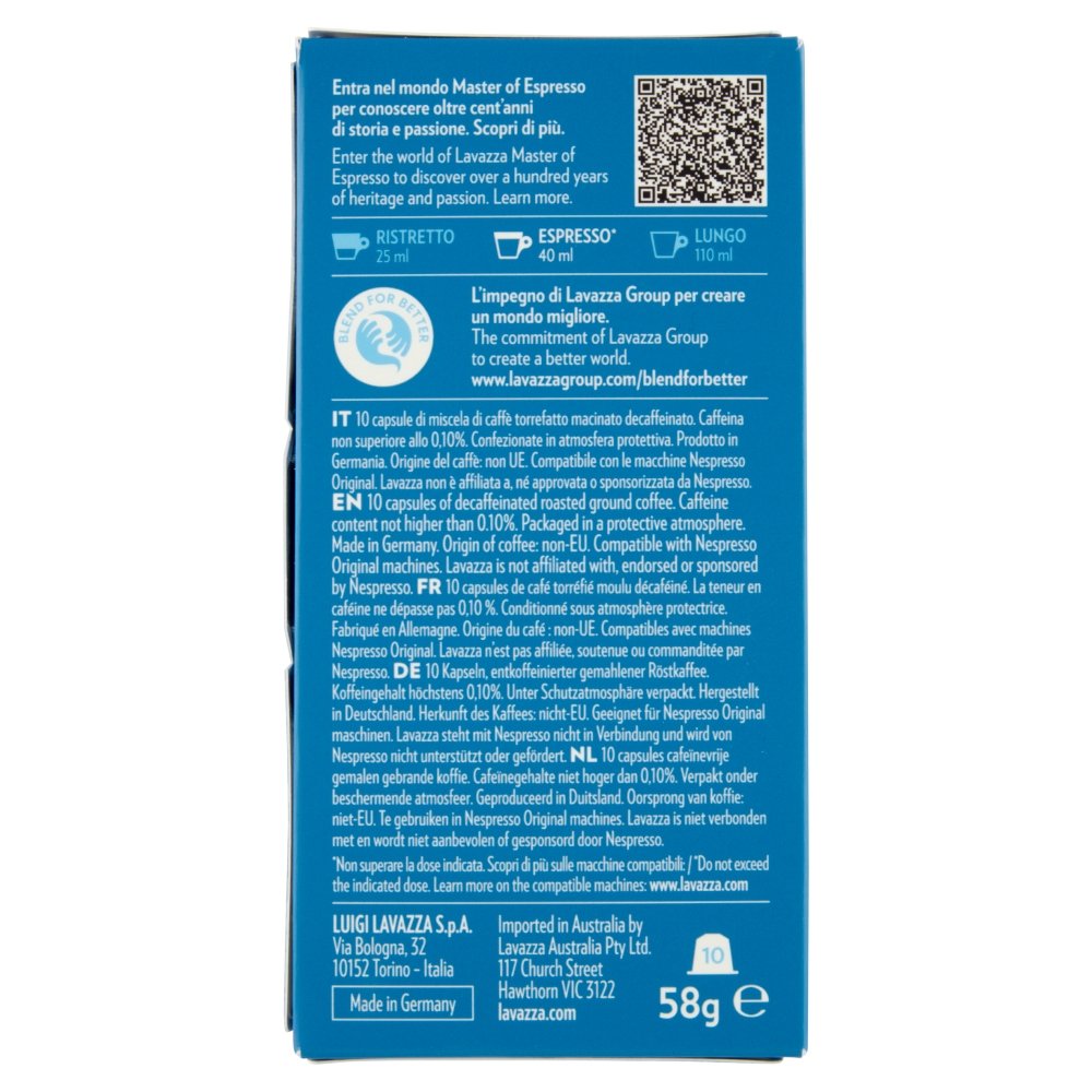 Cápsula Lavazza Espresso Decaf Descafeinado Para Cafeteras Nespresso Caja De 10