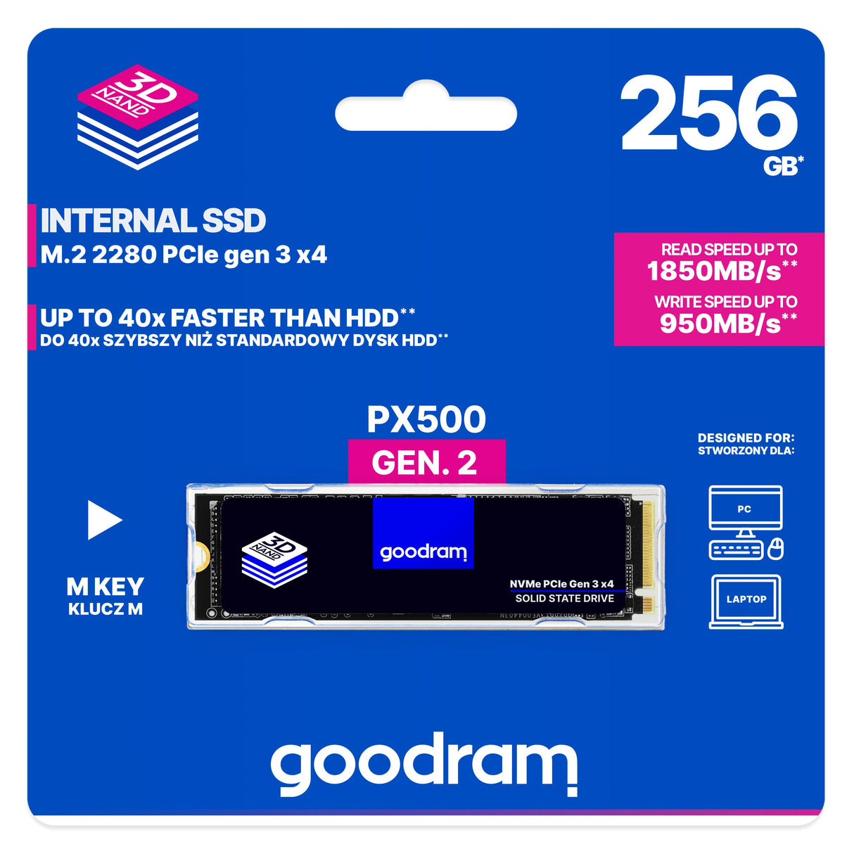 EAN 5908267962619 - Goodram PX500 Gen.2 256 GB M.2 PCI Express 3.0 NVMe 3D NAND imagen 5