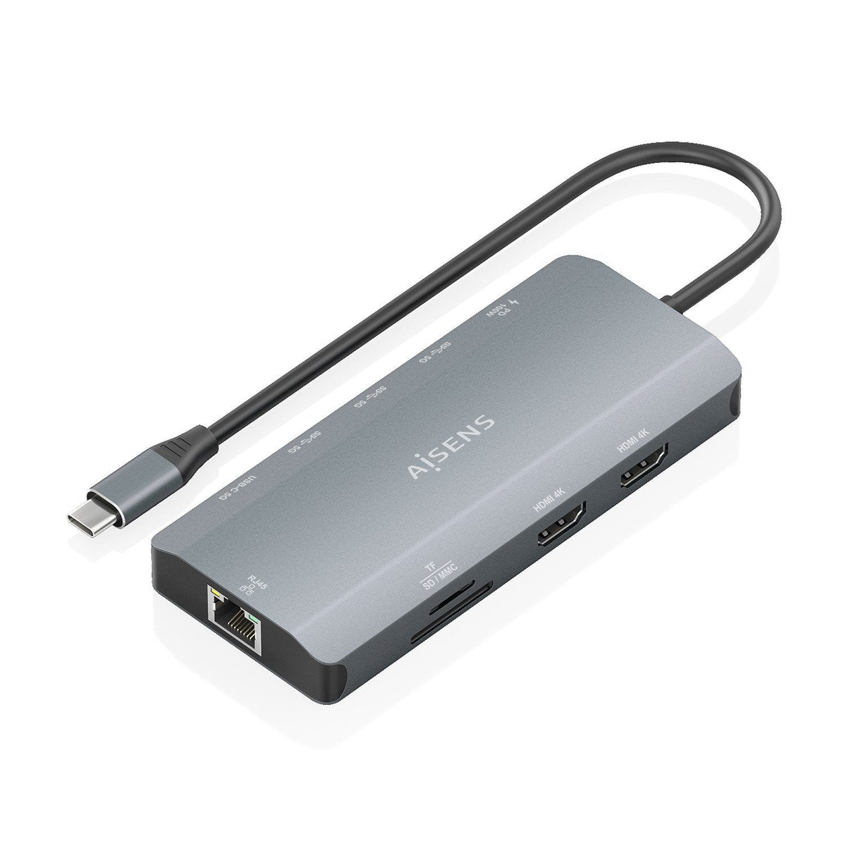 Docking Usb Tipo-C Aisens Asuc-10p052-Gr 2xhdmi 4k 1xrj45 3xusb 1xusb Tipo-C 1xusb Tipo-C Pd 1xlector De Tarjetas Gris