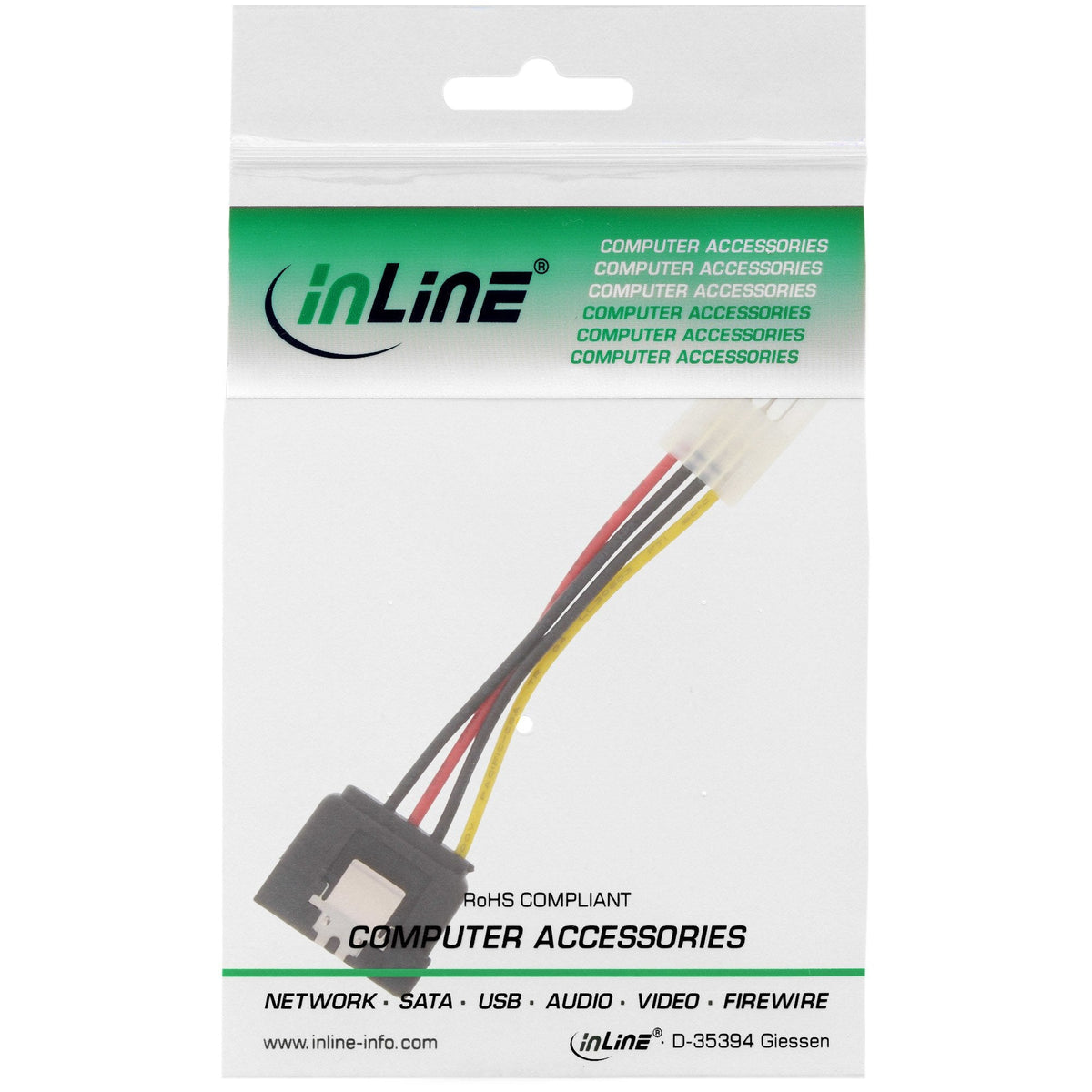 Adaptador De Alimentación Inline Sata De 3,5" A Sata De 15 Pines Con Pestillo De 0,15 M