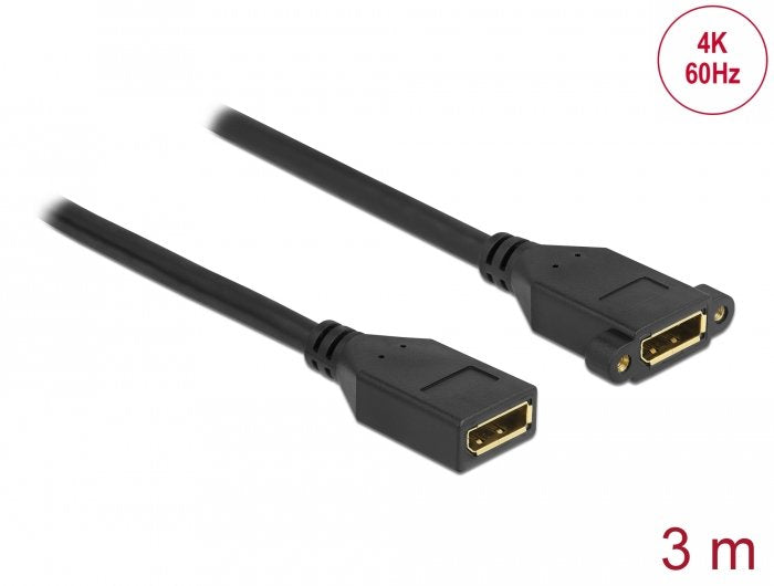Delock Displayport 1.2 Cable Hembra A Hembra Para Instalación 4k 60 Hz 3 M