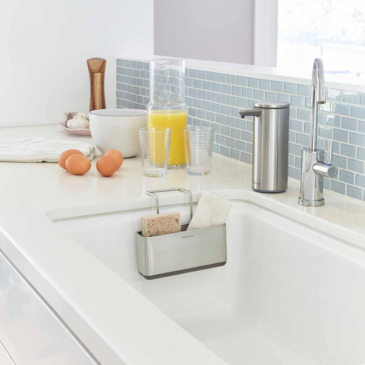 Simplehuman Organizador De Fregadero, Estrecho, Cepillado Acero Inoxidable
