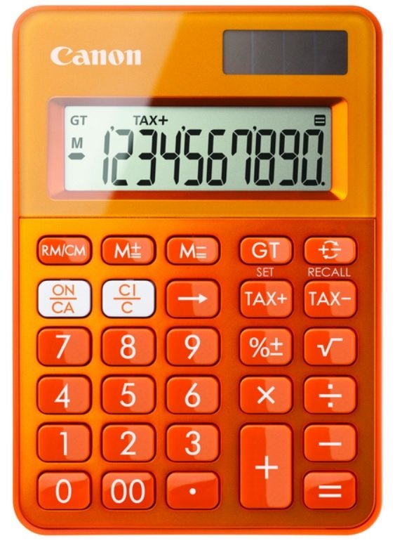 Canon Ls-100k Calculadora De Sobremesa 10 Digitos Panel Solar Bateria Naranja