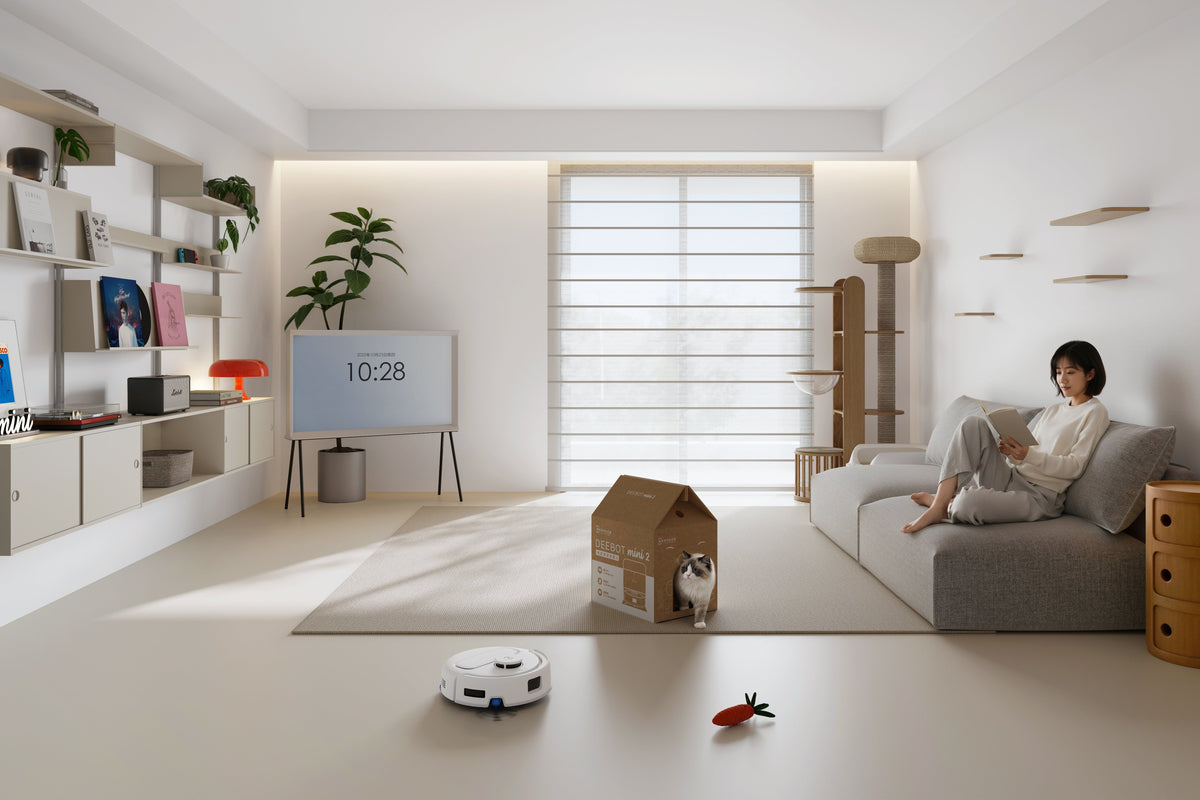 Ecovacs Deebot Mini 2 Vacuum Cleaner,Robot,Wet&Dry,Compact Design,White+Auto-Empty Station