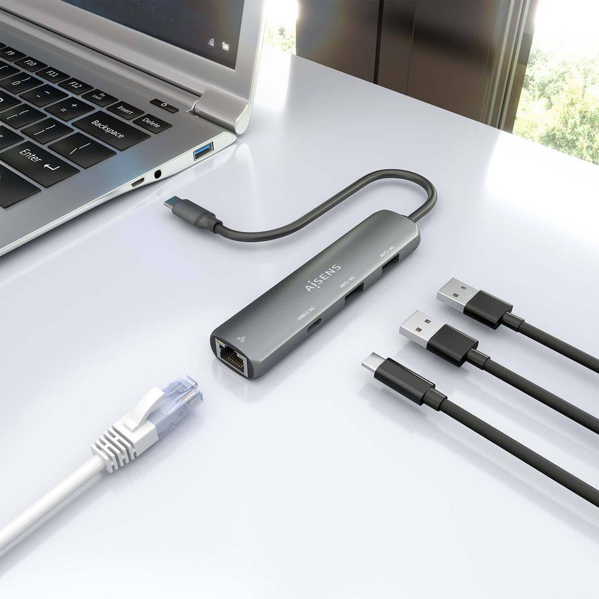 EAN 8435739904015 - AISENS ASUC-4P039-GR base para portátil y replicador de puertos Alámbrico USB 3.2 Gen 1 (3.1 Gen 1) Type- imagen 6