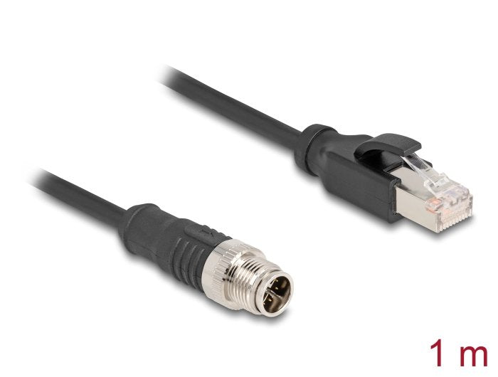 Delock 80866 Cable M12 Codificado X 8 Pin Macho A Rj45 Macho Pvc 1 M