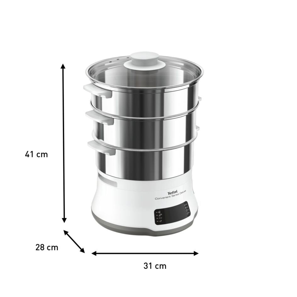 EAN 3045387247775 - Tefal Convenient Series Deluxe VC502D vaporizador 3 cesta(s) Encimera 900 W Acero inoxidable, Blanco imagen 12