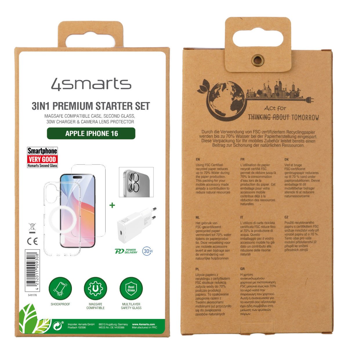4smarts 3in1 Premium Starter Set Para Apple Iphone 16 Magsafe-Kompatibel