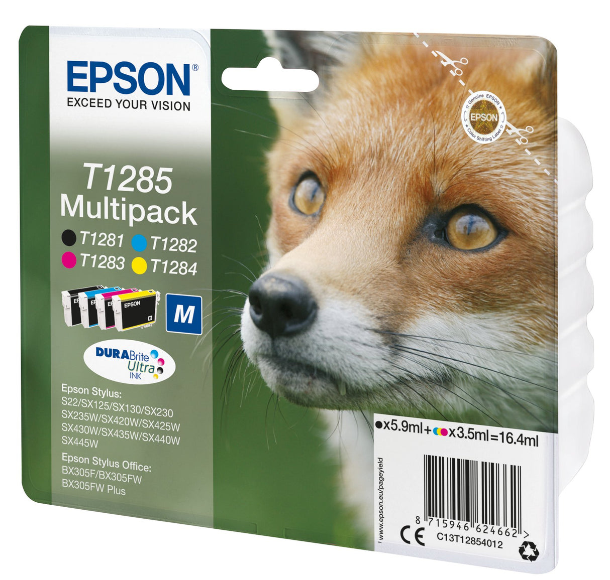 EAN 8715946624679 - Epson Fox T1285 cartucho de tinta 1 pieza(s) Original Negro, Cian, Magenta, Amarillo imagen 1
