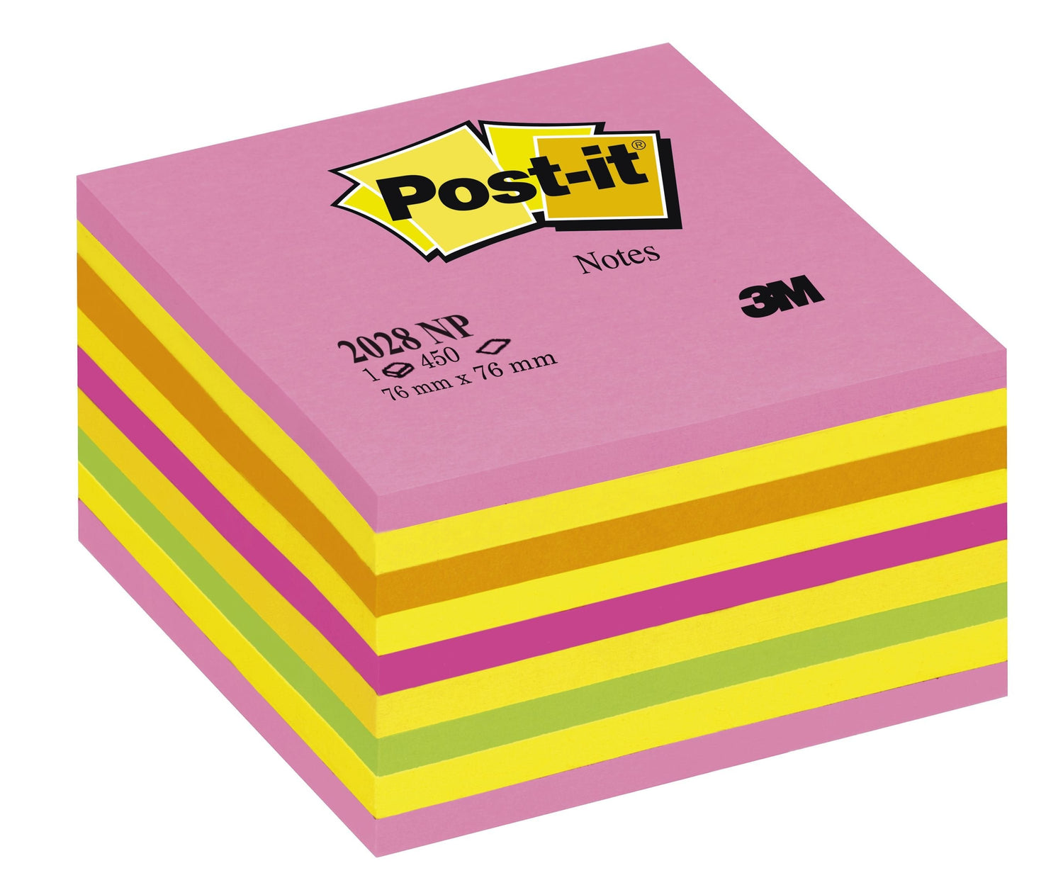 Post-It Cubo De Notas Multicolor 9x50 Hojas 76x76 Tonos Rosa Pastel