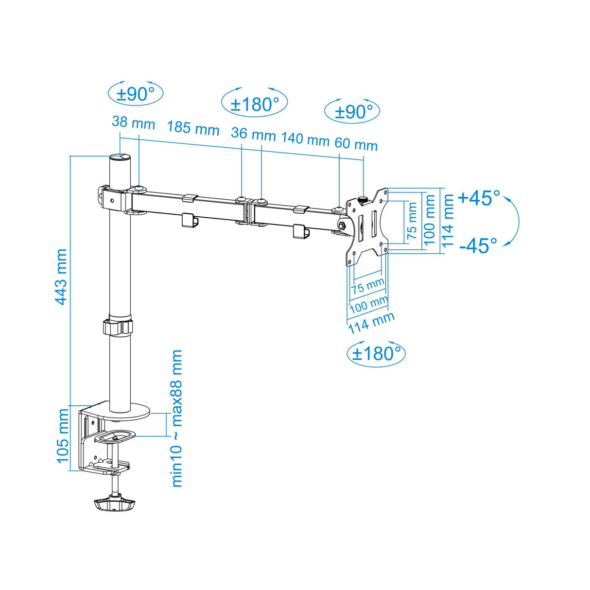 EAN 8433281008052 - TooQ DB1032TN-B soporte para monitor 81,3 cm (32") Escritorio imagen 11