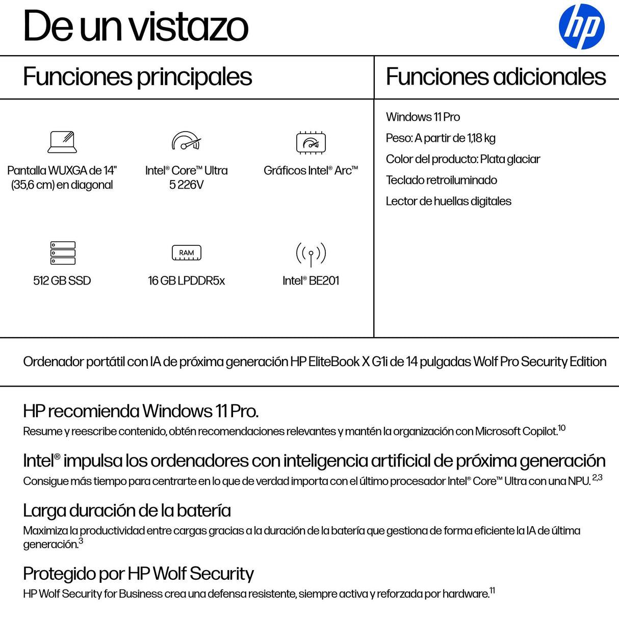 EAN 0198990470740 - HP EliteBook X G1i Next Gen AI PC Wolf Pro Security Edition Copilot+ PC Intel Core Ultra 5 226V Portátil imagen 4
