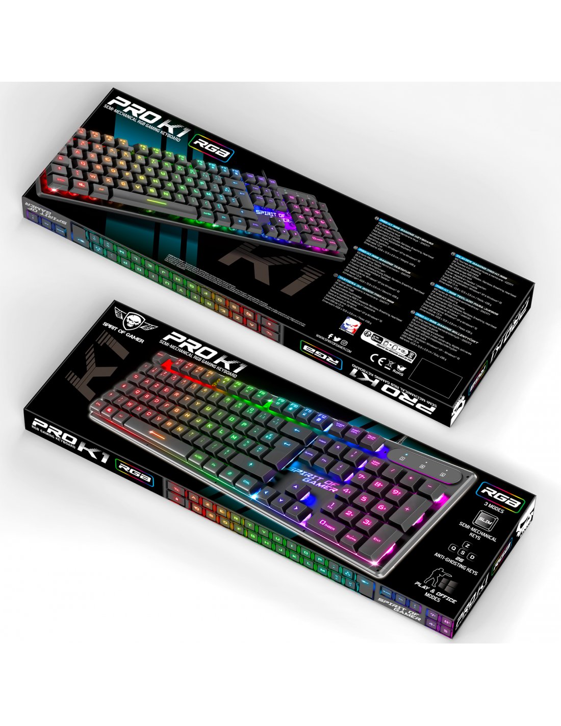 Teclado Con Cable Gamer Spirit Of Gamer Pro-K1 Rgb (Negro)