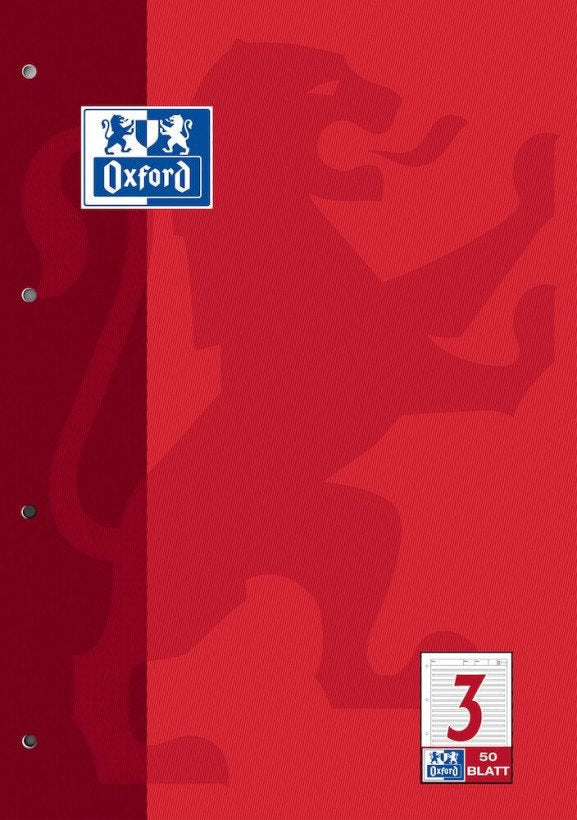 Oxford Arbeitsblätterblock A4 50 Blatt Lin. 3