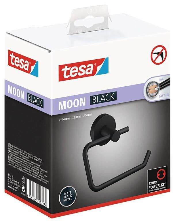 Portarrollos Papel Higienico Tesa Moon Black Montado En Pared Negro