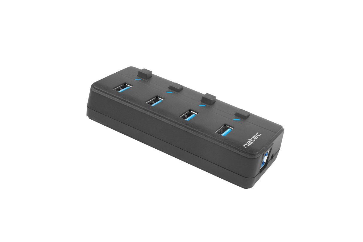 Natec Hub Usb 3.0 Mantis2, 4-Ports On/Off With Ac Adapter, Black