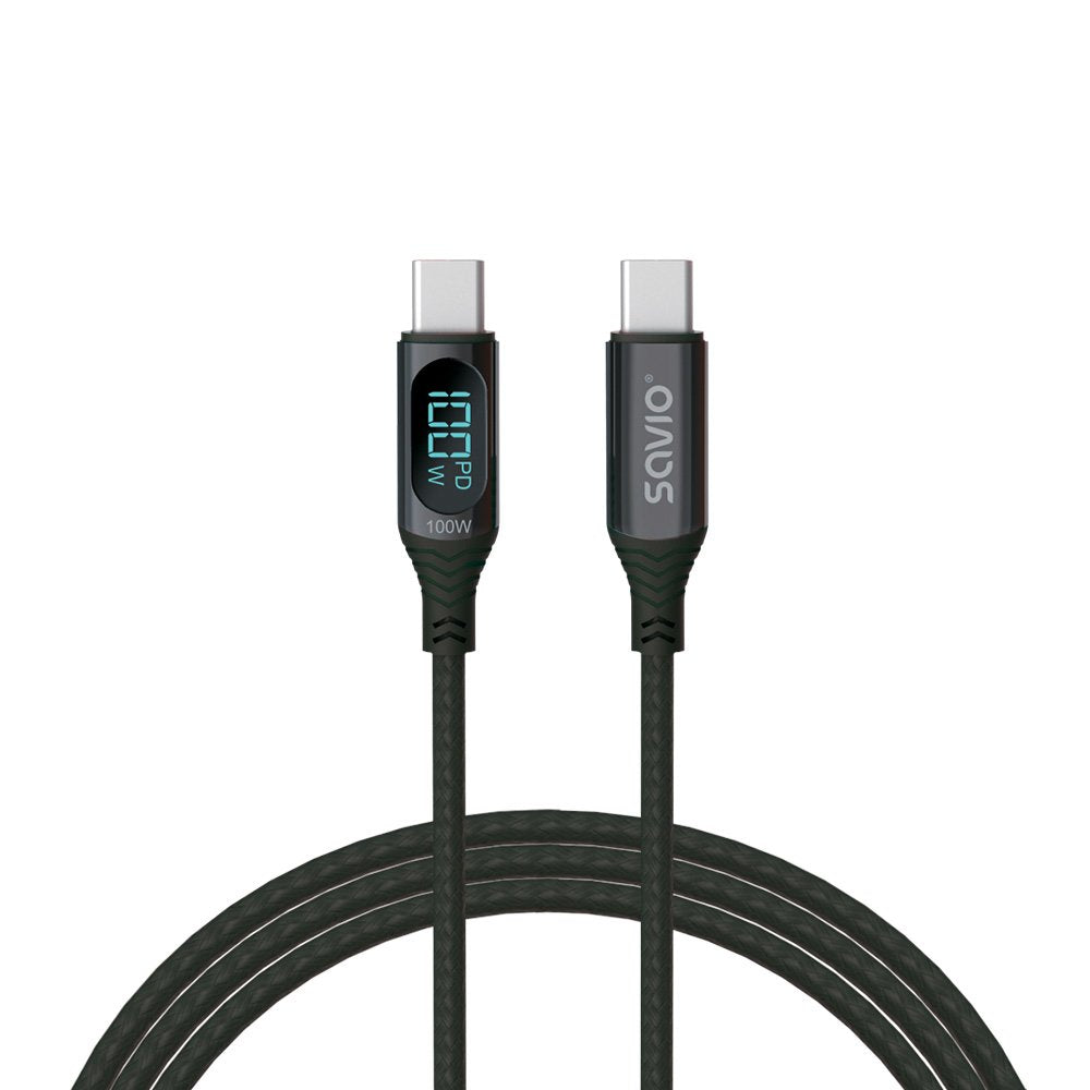 EAN 5901986047803 - Savio USB-C - USB-C cable with display CL-174 1 m black cable USB USB 3.2 Gen 1 (3.1 Gen 1) USB C Negro imagen 1