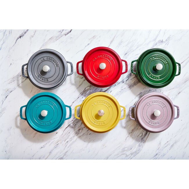 Staub Round Cocotte, 24cm Cast Iron, Cherry