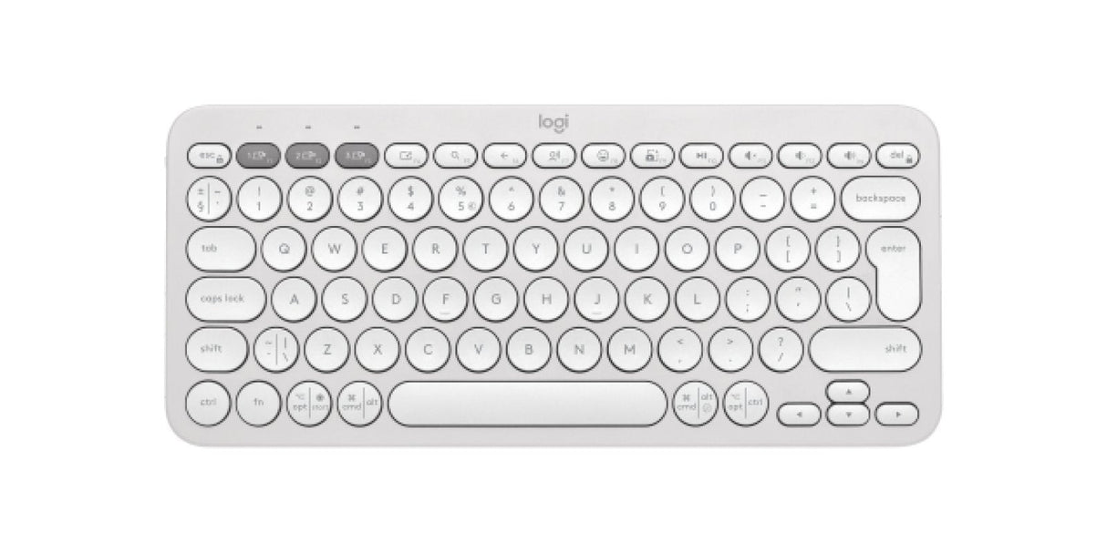 Teclado Inglés Logitech Pebble Keys 2 K380s Rf Wireless + Bluetooth Qwerty Internacional De Ee.Uu. Blanco