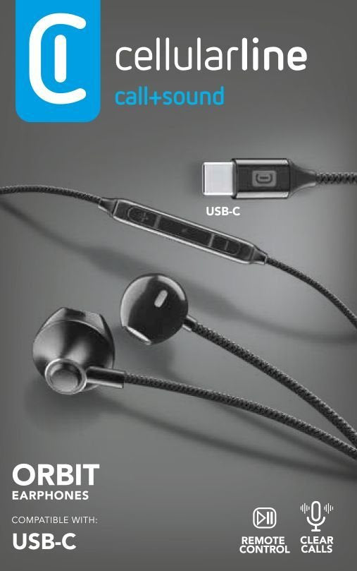 Auriculares Usb-C Cellularline Con Micrófono, Color Negro