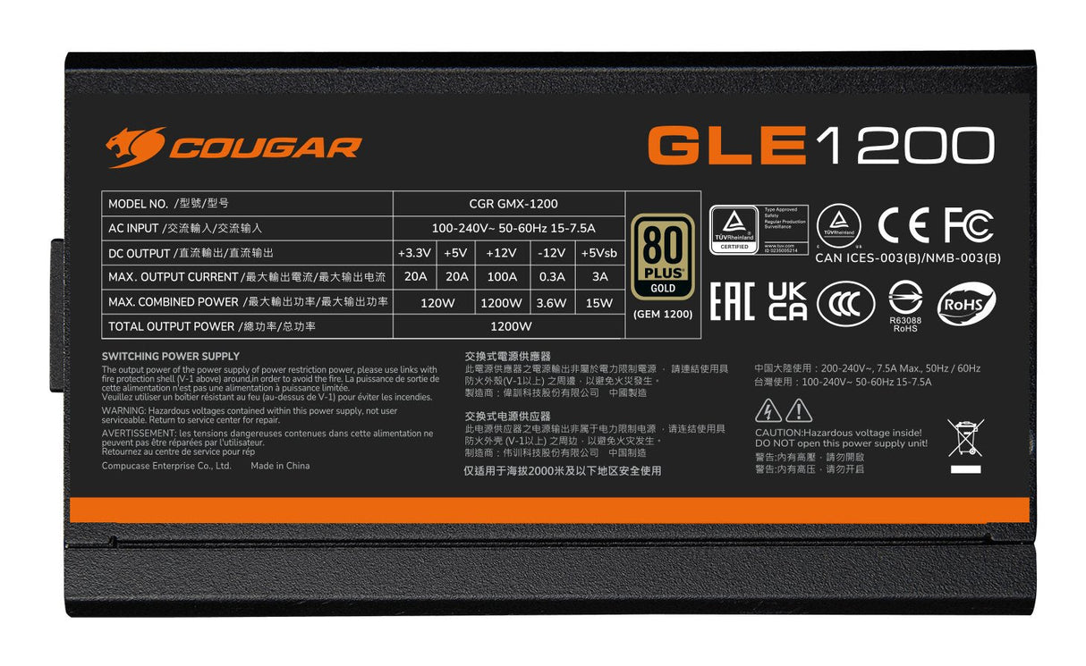 EAN 4710483777646 - COUGAR Gaming CGR GLE-1000 unidad de fuente de alimentación 1000 W 20+4 pin ATX ATX Negro imagen 11