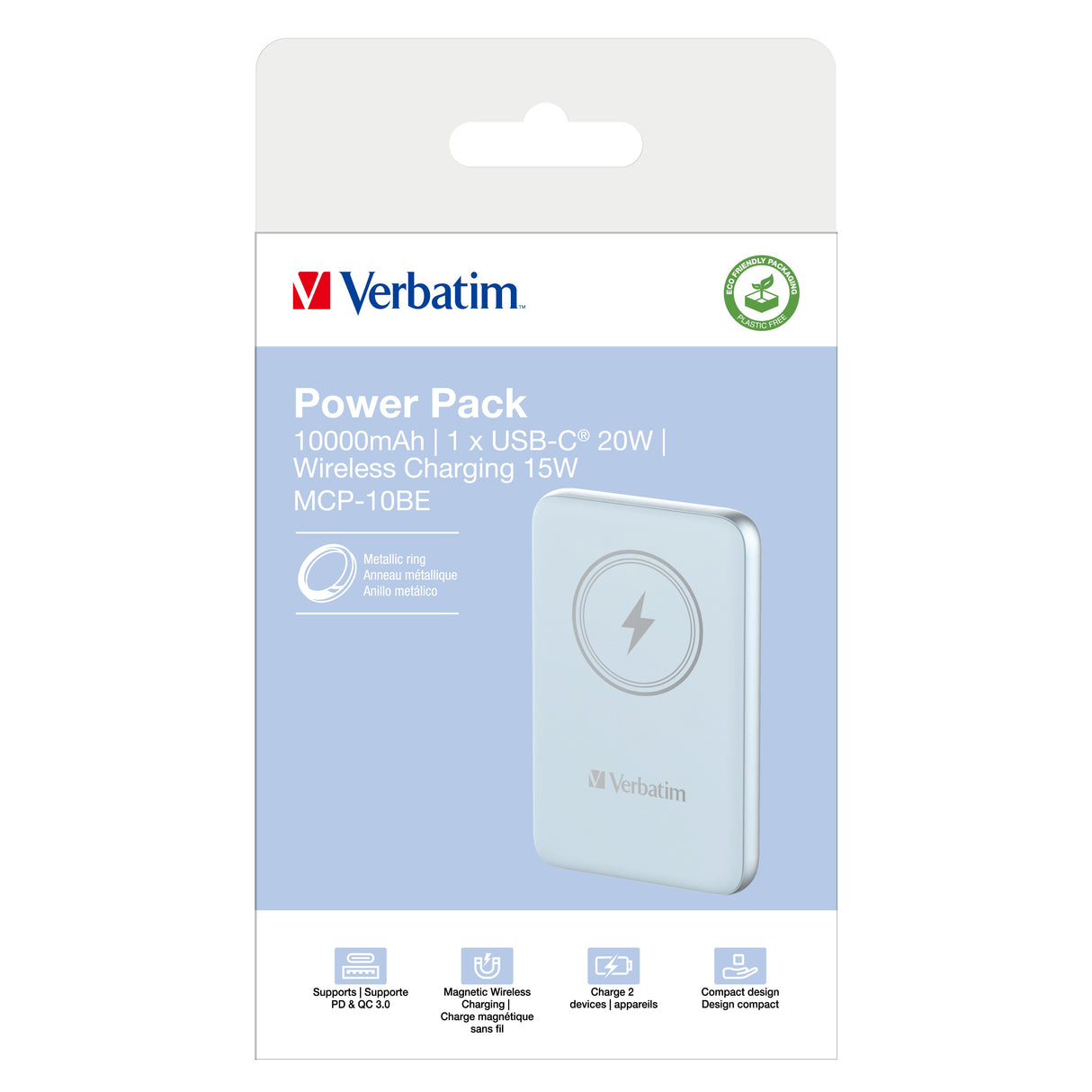 EAN 0023942322474 - Verbatim Charge 'n' Go Polímero de litio 10000 mAh Cargador inalámbrico Azul imagen 4