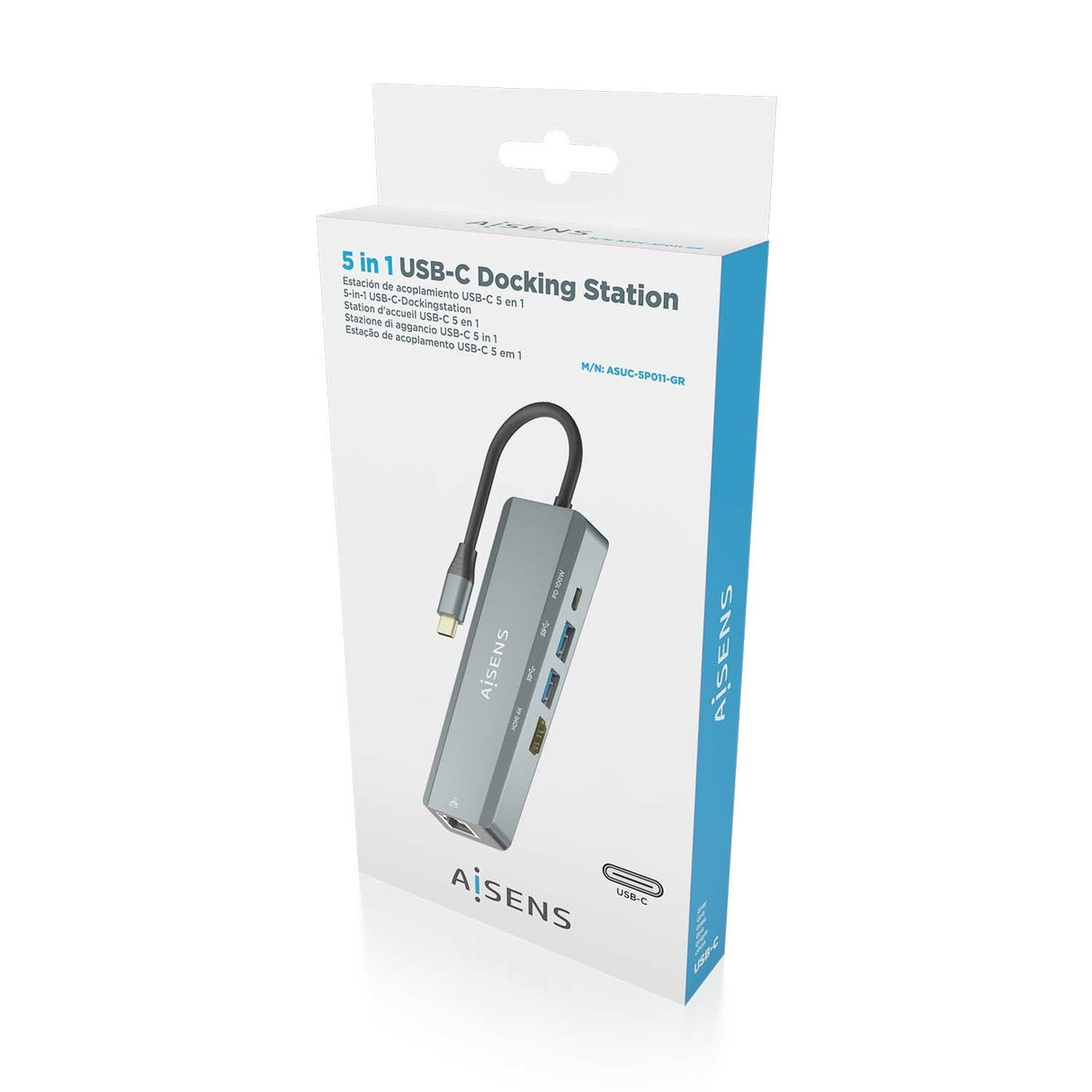 EAN 8436574709728 - AISENS ASUC-5P011-GR base para portátil y replicador de puertos Alámbrico USB 3.2 Gen 1 (3.1 Gen 1) Type- imagen 7