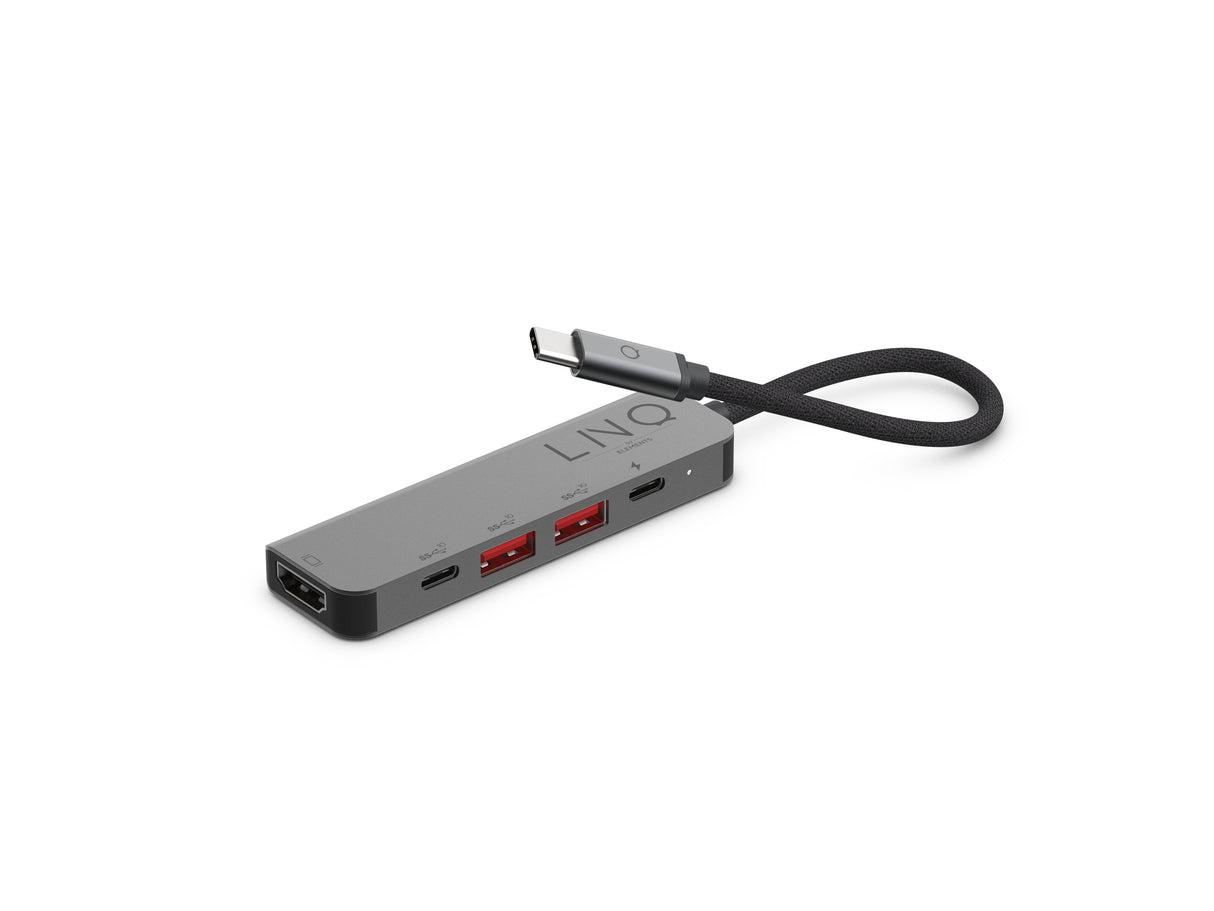 Hub Usb Tipo-C Linq Lq48014 1xusb Tipo-C 2xusb 1xhdmi 4k 1xusb Tipo-C Pd Gris