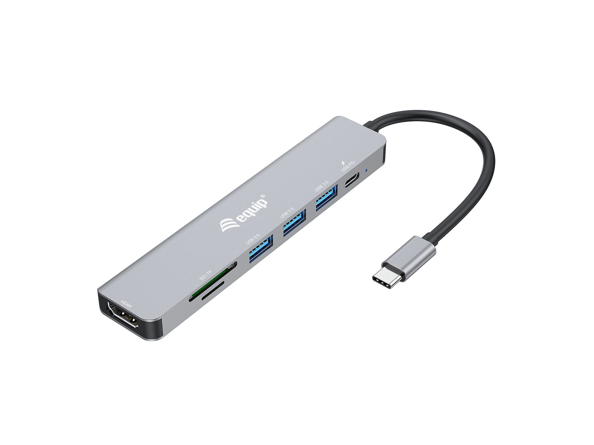 Equip Dock Usb-C->Hdmi, 3x Usb3.0, 100w Pd, Sd Tf Negro