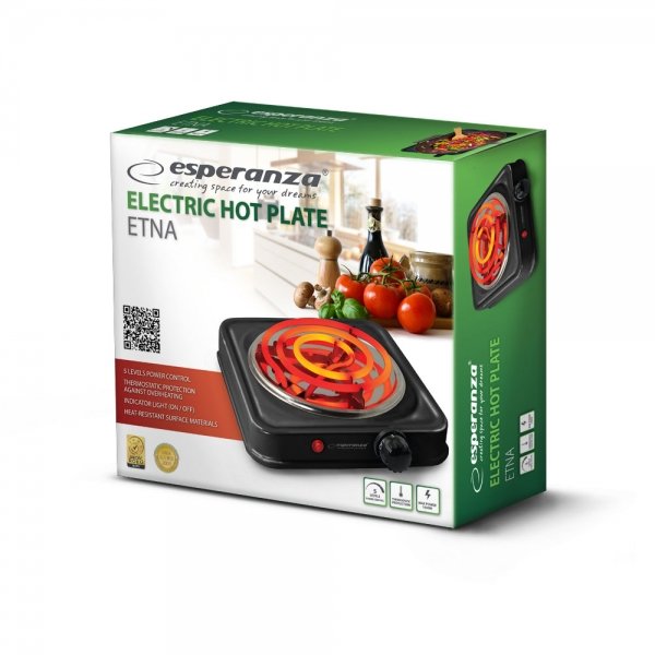 Hornillo Eléctrico Esperanza 1000 W Negro Ekh012k
