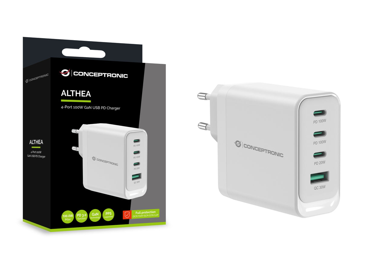 EAN 4015867240731 - Conceptronic ALTHEA22W100 cargador de dispositivo móvil Universal Blanco Corriente alterna Carga rápida I imagen 4