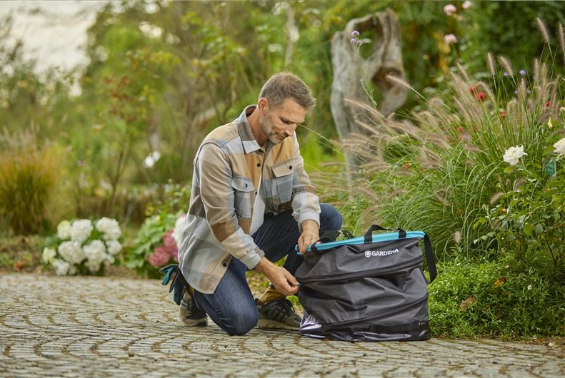 Bolsa Para Residuos De Jardín Gardena Popup Rectangular, Tamaño L Negro/Turquesa, 220 Litros 11716-20