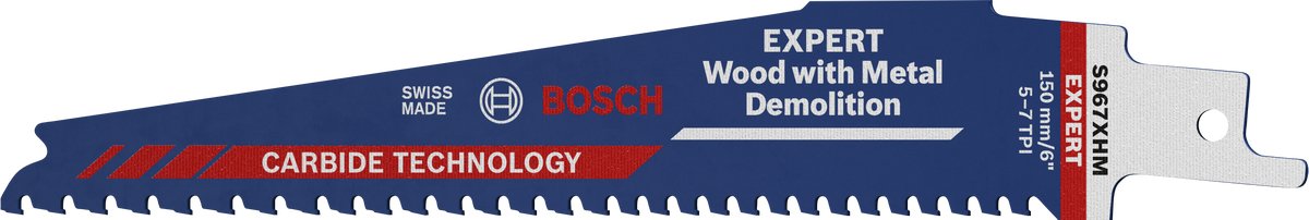 Hoja De Sierra De Sable Bosch Professional Expert 'Demolición De Madera Con Metal' S 967 Xhm, 10 Unidades, Longitud 150 Mm 2608900397