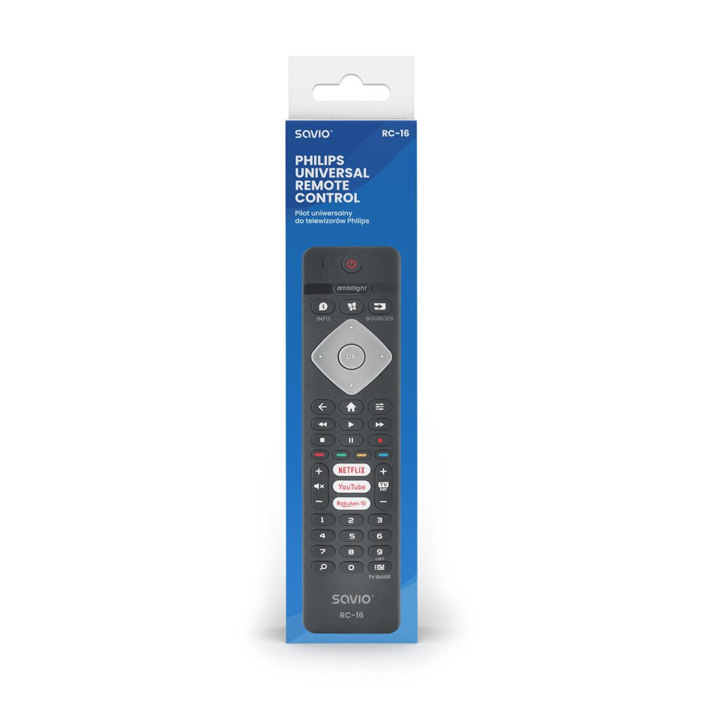 Mando A Distancia Universal Savio/Reemplazo Para Philips Tv, Smart Tv, Rc-16