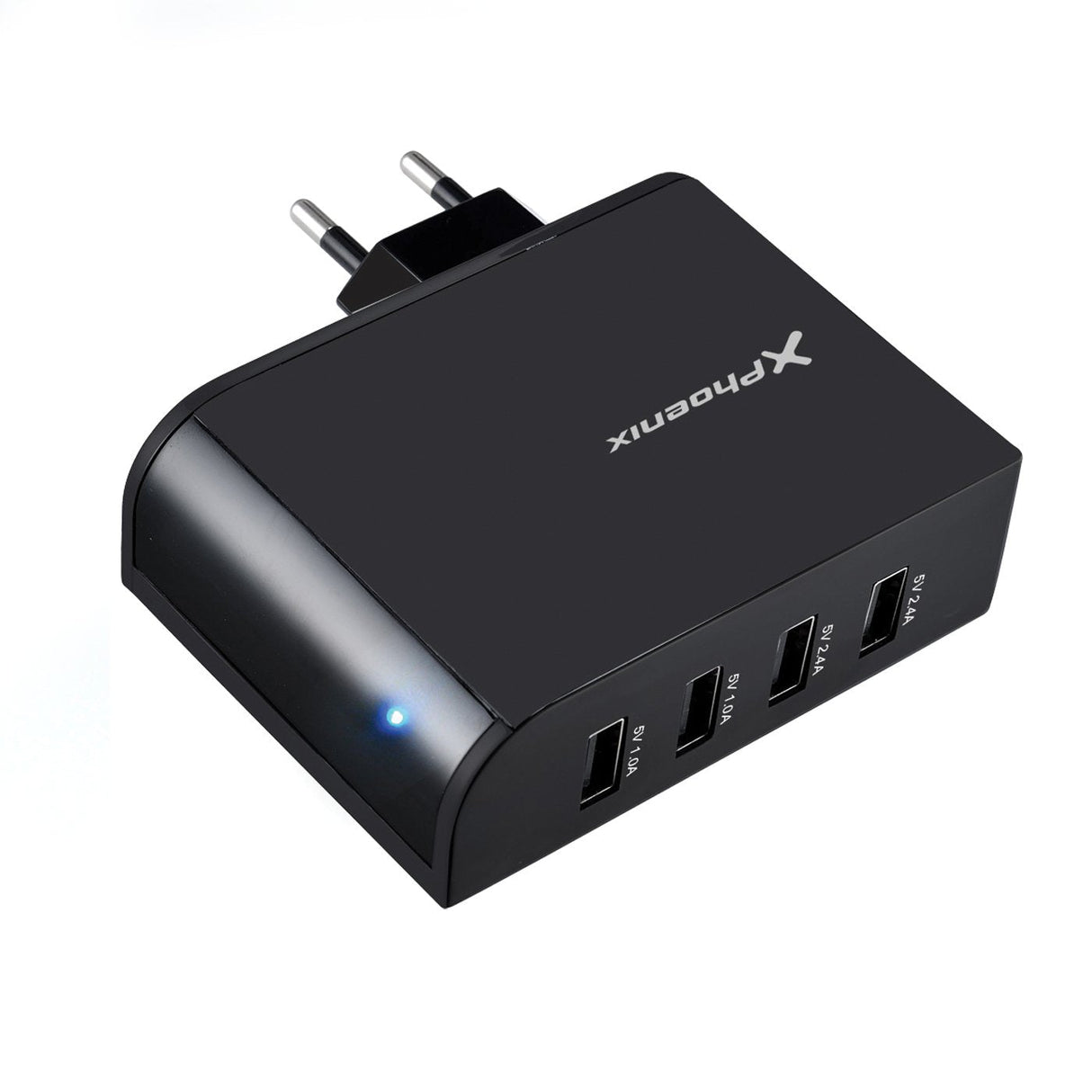 Cargador Adaptador Usb Universal De Pared Phoenix Phmultiusbcharger 4 X Usb Negro 5.1v 2.1a
