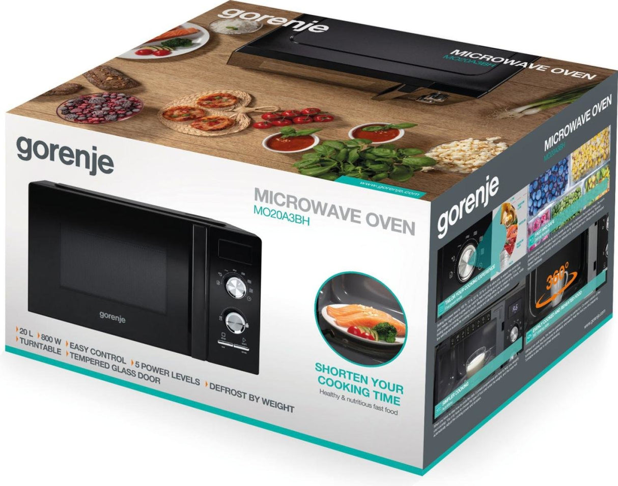 Horno Microondas Gorenje Mo20a3bh, Capacidad 20 L, Potencia 800 W, Negro