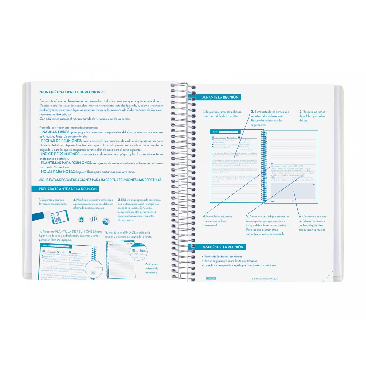 Finocam Libreta De Reuniones Docente 1/4 Espiral T/Polipropileno Español