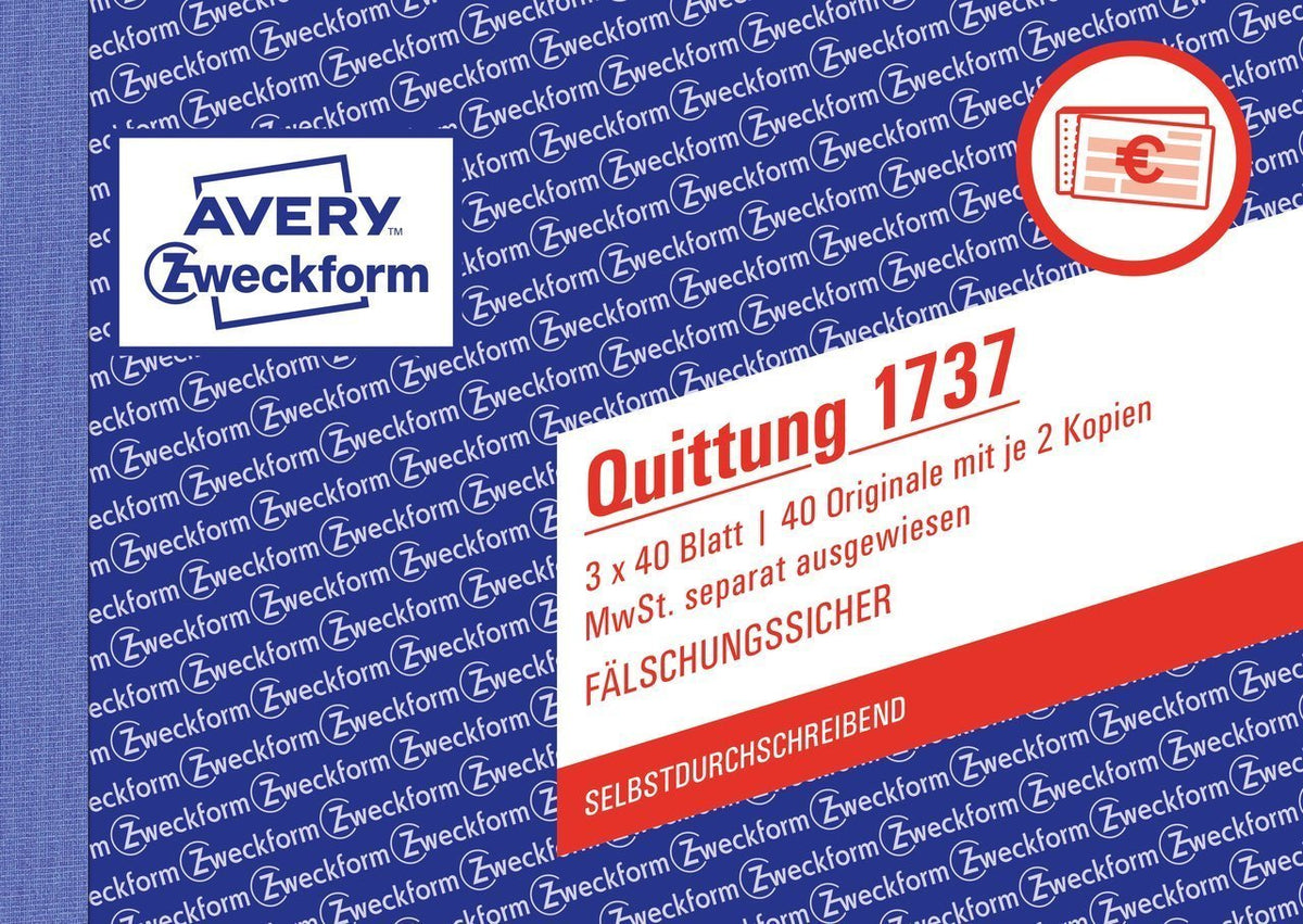 Avery Zweckform Recibo - 40 Hoja - A6 (105 X 148 Mm)